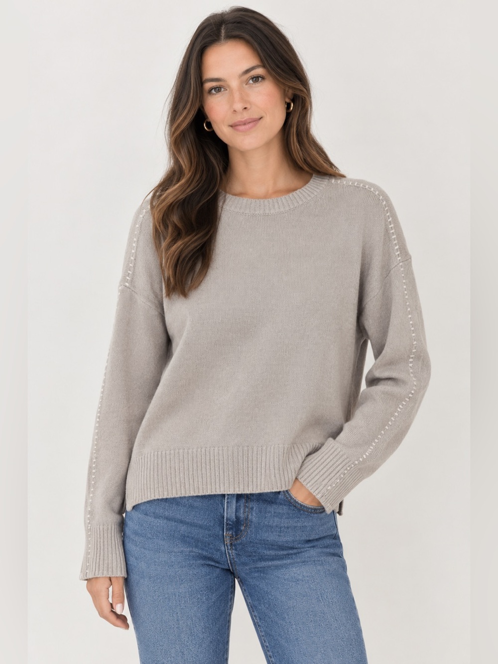 Everlane Wool The Boxy Sweater Exposed Stitch Women L Cream